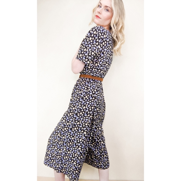 80s Culotte Jumpsuit Short Sleeve Ditzy Floral - Picture 8 of 15